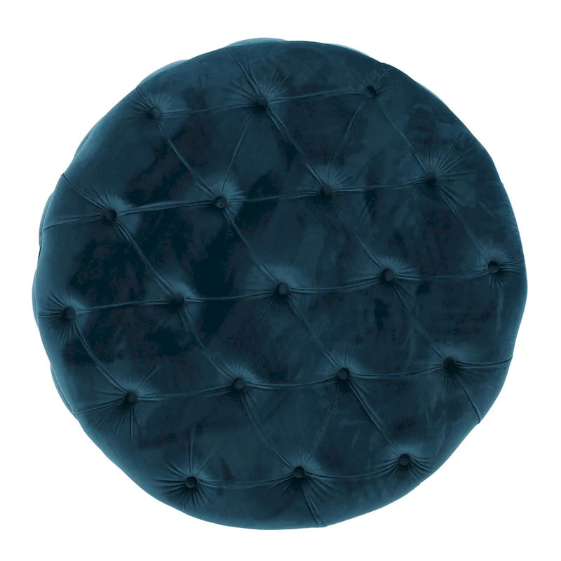 Pouf rotondo trapuntato in velluto Modern Glam