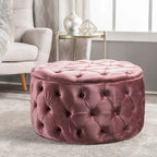 Pouf rotondo trapuntato in velluto Modern Glam