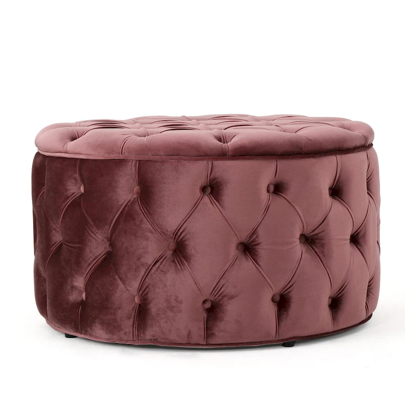Pouf rotondo trapuntato in velluto Modern Glam