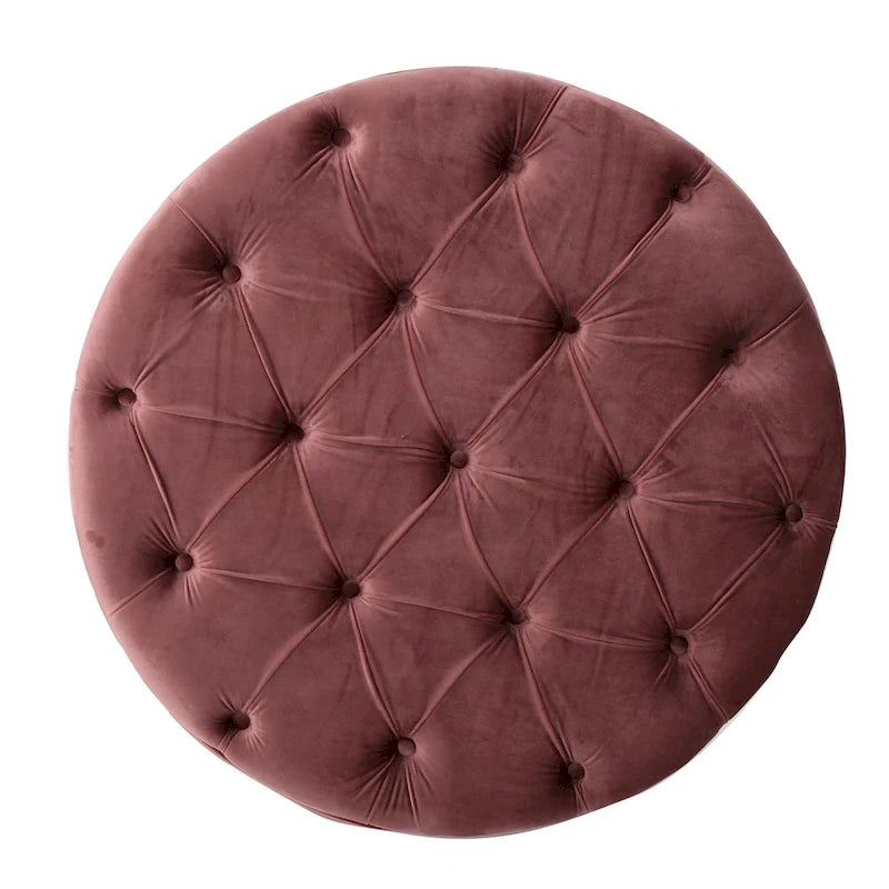 Pouf rotondo trapuntato in velluto Modern Glam