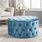Pouf rotondo trapuntato in velluto Modern Glam