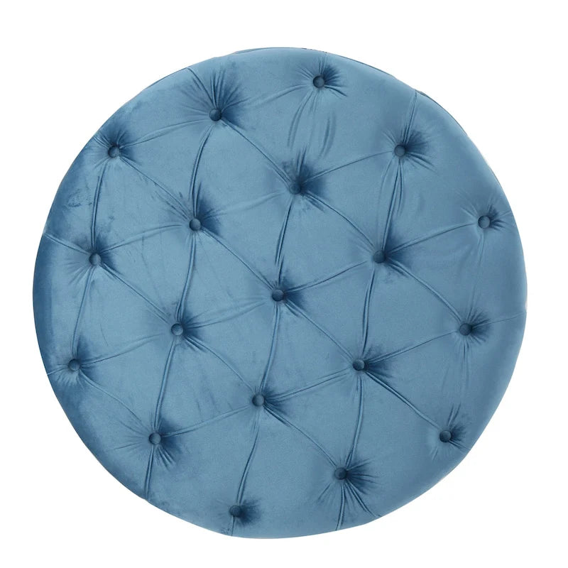 Pouf rotondo trapuntato in velluto Modern Glam