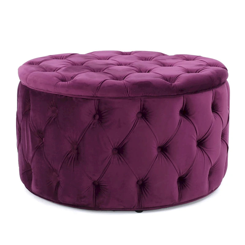 Pouf rotondo trapuntato in velluto Modern Glam