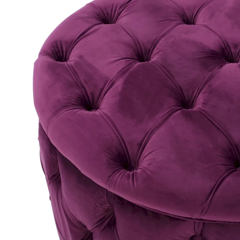 Pouf rotondo trapuntato in velluto Modern Glam