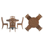 Set da pranzo con piano rotondo in legno massello da 45" e sedie con schienale a pioli alla francese