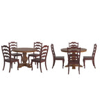 Set da pranzo con piano rotondo in legno massello da 45" e sedie con schienale a pioli alla francese