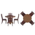 Set da pranzo con piano rotondo in legno massello da 45" e sedie con schienale a pioli alla francese