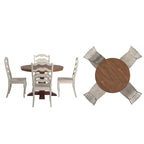 Set da pranzo con piano rotondo in legno massello da 45" e sedie con schienale a pioli alla francese