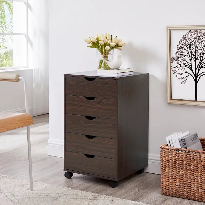 Cassettiera moderna ed elegante con maniglie a gola, armadietto multiuso per ufficio