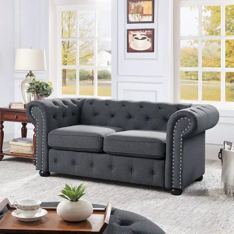 Divanetto Chesterfield con bottoni imbottiti
