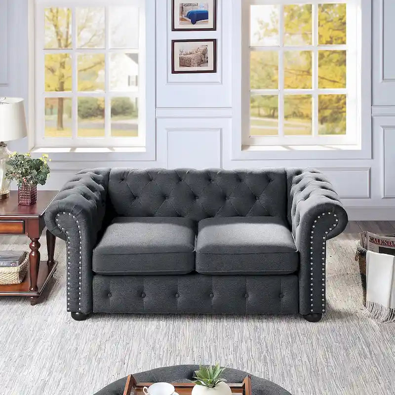 Divanetto Chesterfield con bottoni imbottiti