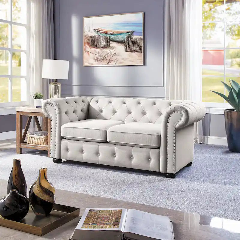 Divanetto Chesterfield con bottoni imbottiti