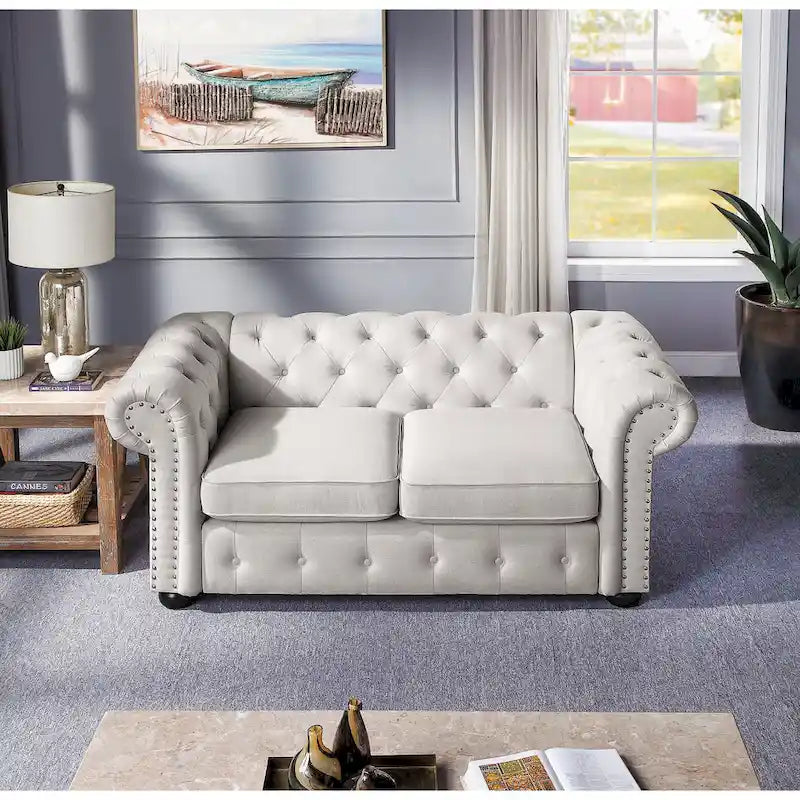 Divanetto Chesterfield con bottoni imbottiti