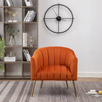 Sedia Poltrona in Velluto Stile Modern Glam con Gambe Metalliche Dorate per Soggiorno