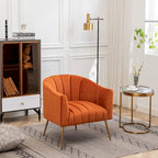 Sedia Poltrona in Velluto Stile Modern Glam con Gambe Metalliche Dorate per Soggiorno