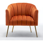 Sedia Poltrona in Velluto Stile Modern Glam con Gambe Metalliche Dorate per Soggiorno
