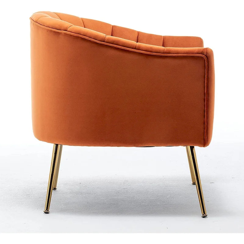 Sedia Poltrona in Velluto Stile Modern Glam con Gambe Metalliche Dorate per Soggiorno