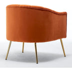 Sedia Poltrona in Velluto Stile Modern Glam con Gambe Metalliche Dorate per Soggiorno