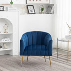 Sedia Poltrona in Velluto Stile Modern Glam con Gambe Metalliche Dorate per Soggiorno
