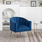 Sedia Poltrona in Velluto Stile Modern Glam con Gambe Metalliche Dorate per Soggiorno
