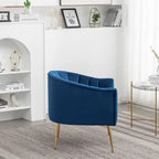 Sedia Poltrona in Velluto Stile Modern Glam con Gambe Metalliche Dorate per Soggiorno