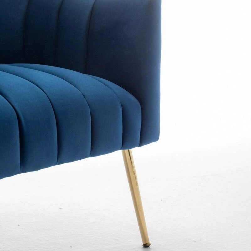 Sedia Poltrona in Velluto Stile Modern Glam con Gambe Metalliche Dorate per Soggiorno
