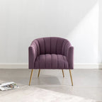 Sedia Poltrona in Velluto Stile Modern Glam con Gambe Metalliche Dorate per Soggiorno