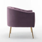 Sedia Poltrona in Velluto Stile Modern Glam con Gambe Metalliche Dorate per Soggiorno