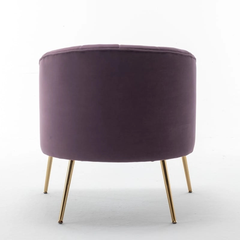 Sedia Poltrona in Velluto Stile Modern Glam con Gambe Metalliche Dorate per Soggiorno