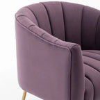 Sedia Poltrona in Velluto Stile Modern Glam con Gambe Metalliche Dorate per Soggiorno
