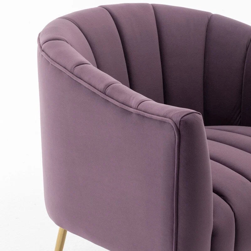 Sedia Poltrona in Velluto Stile Modern Glam con Gambe Metalliche Dorate per Soggiorno
