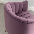 Sedia Poltrona in Velluto Stile Modern Glam con Gambe Metalliche Dorate per Soggiorno
