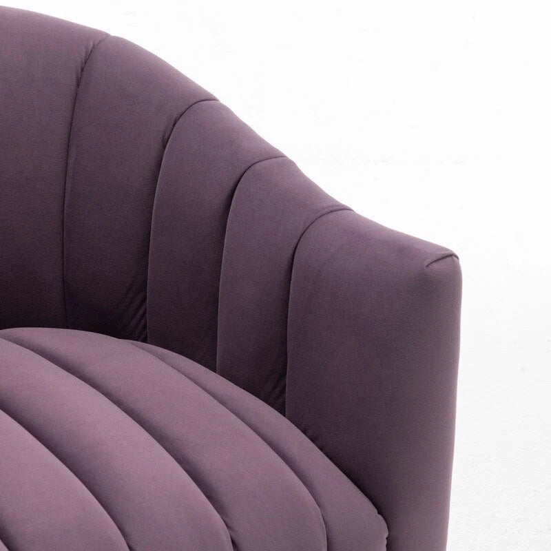 Sedia Poltrona in Velluto Stile Modern Glam con Gambe Metalliche Dorate per Soggiorno