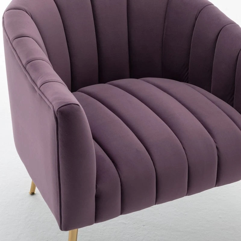 Sedia Poltrona in Velluto Stile Modern Glam con Gambe Metalliche Dorate per Soggiorno