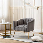 Sedia Poltrona in Velluto Stile Modern Glam con Gambe Metalliche Dorate per Soggiorno