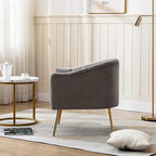 Sedia Poltrona in Velluto Stile Modern Glam con Gambe Metalliche Dorate per Soggiorno