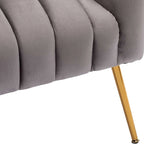 Sedia Poltrona in Velluto Stile Modern Glam con Gambe Metalliche Dorate per Soggiorno