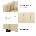 Divano curvo Modern Camel da 83 pollici in vera pelle con schienale a canali
