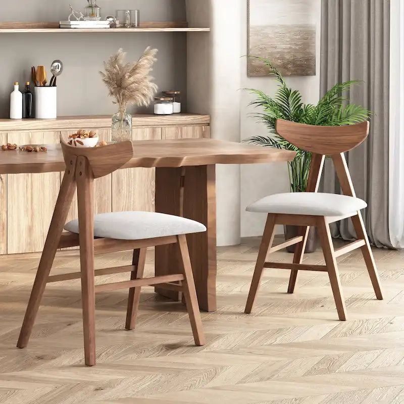 Sedie da pranzo in tessuto e legno di gomma
