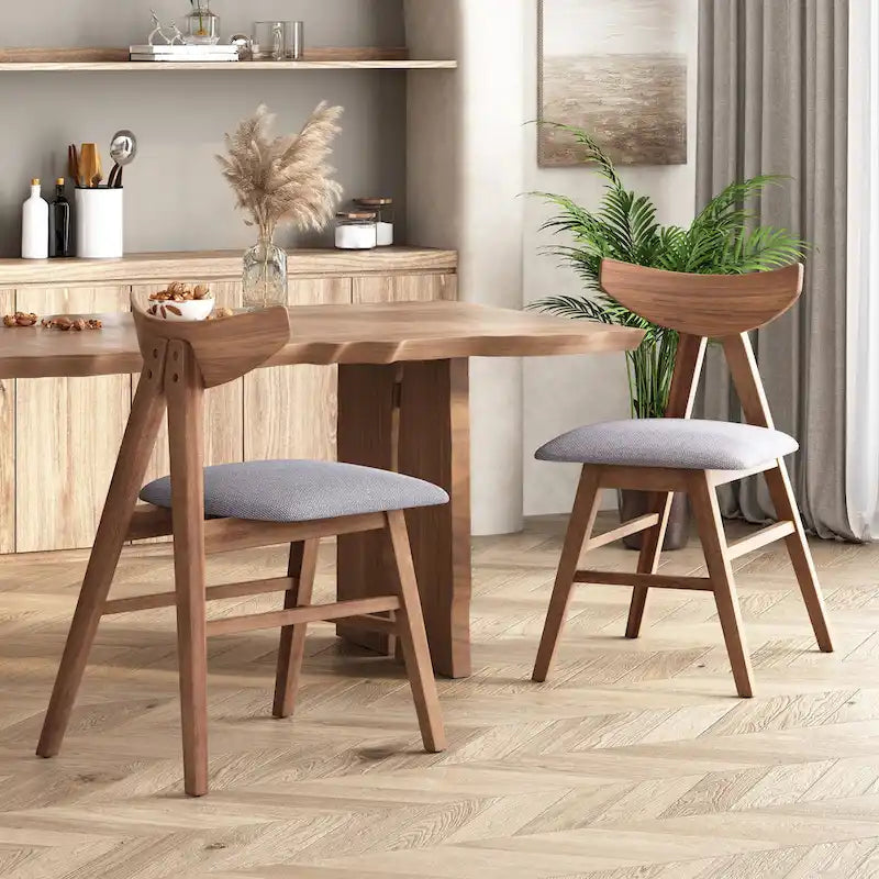 Sedie da pranzo in tessuto e legno di gomma