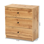 Cassettiera moderna in legno rovere finitura marrone a 3 cassetti