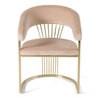 Sedia da pranzo moderna in velluto beige e oro
