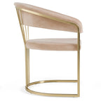 Sedia da pranzo moderna in velluto beige e oro