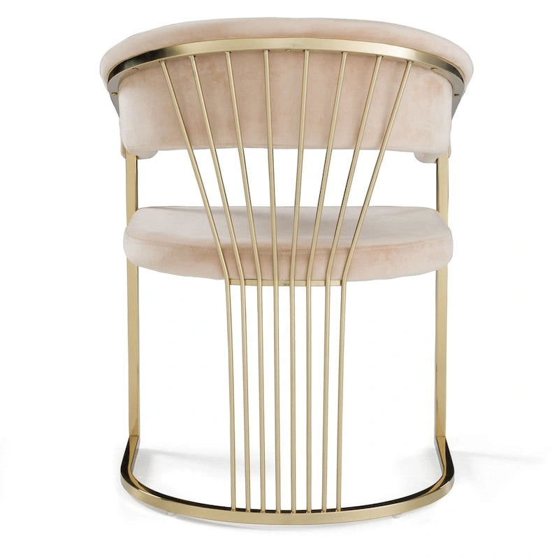 Sedia da pranzo moderna in velluto beige e oro