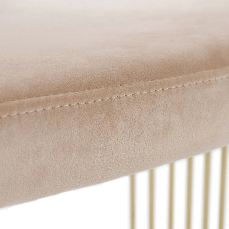 Sedia da pranzo moderna in velluto beige e oro