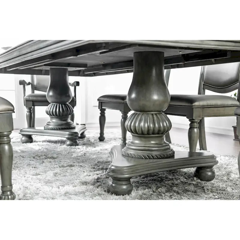 Tavolo da pranzo espandibile in legno grigio da 261 cm con prolunga | Per 6-8 persone