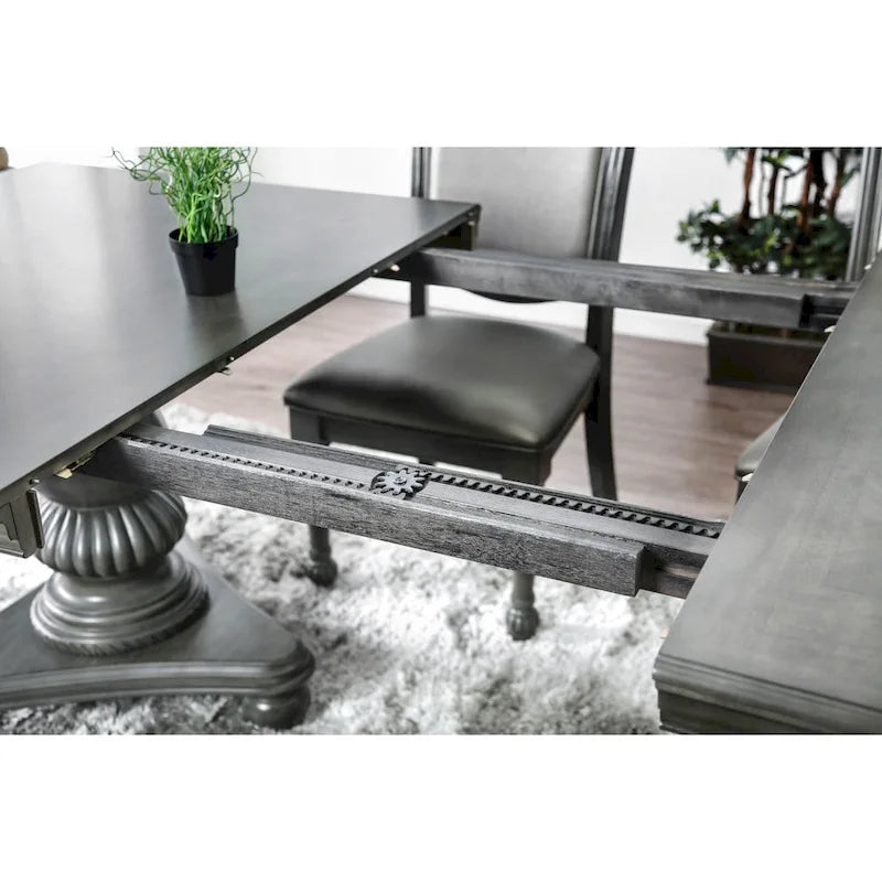 Tavolo da pranzo espandibile in legno grigio da 261 cm con prolunga | Per 6-8 persone