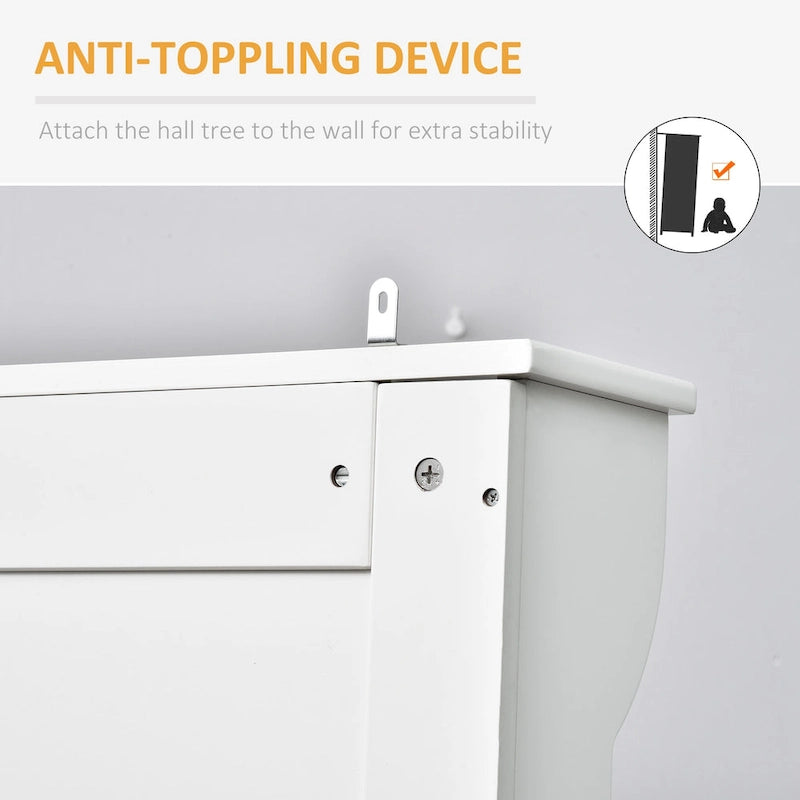 Panca contenitore e appendiabiti 3-in-1 Hall Tree da 71 pollici con 5 doppi ganci in acciaio e ancoraggio anti-ribaltamento per ingresso
