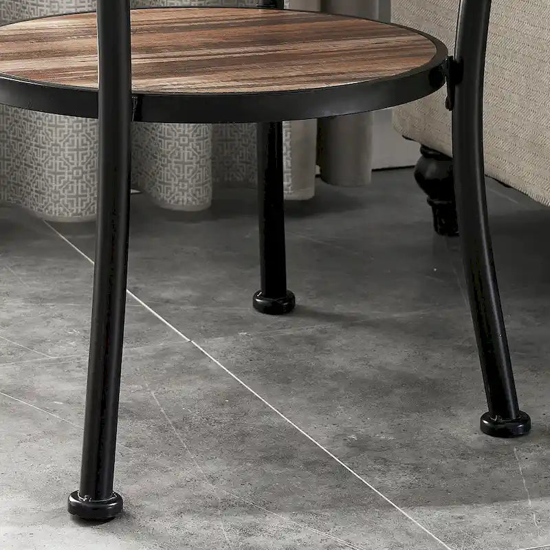 Tavolino rotondo rustico con contenitore, tavolino da caffè industriale per soggiorno