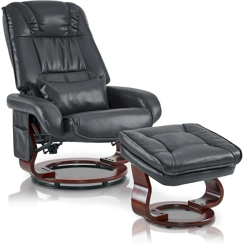 Poltrona reclinabile girevole con pouf, poltrona TV massaggiante vibrante, poltrona ergonomica da salotto per soggiorno, similpelle